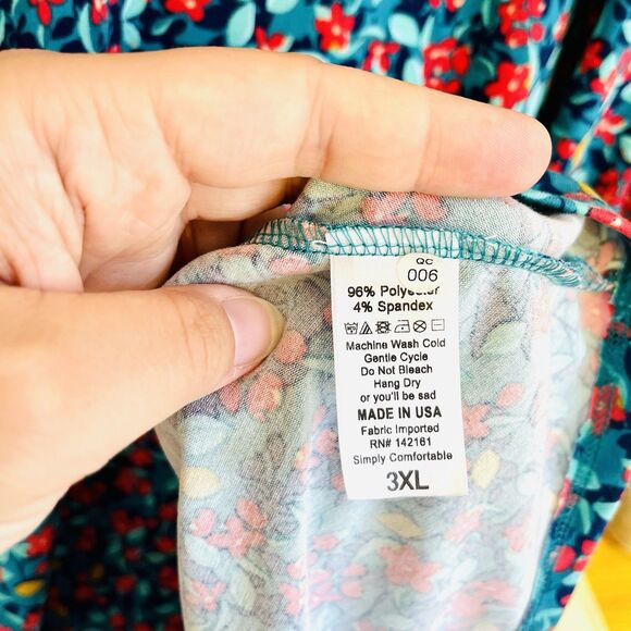 LuLaRoe Ana Long Maxi Dress Turquoise Pink Green Orange Floral 3X 22/24 3XL - Picture 5 of 12